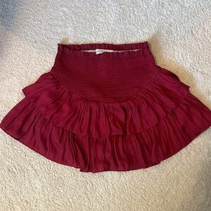 Chic Maroon Layered Mini Skirt